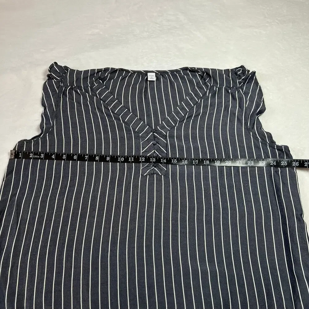 Old Navy V-Neck Stripe Cap Sleeve Blouse Size XXL Coastal Nautical Casual Party - Picture 8 of 11